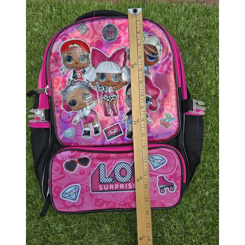 LOL Surprise Backpack Born To 16” Reflective Padded Back Girls Pink/Black NWOT
